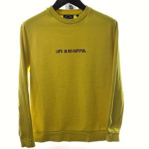 Life is Beautiful Festival S Sweatshirt Vintage Yellow